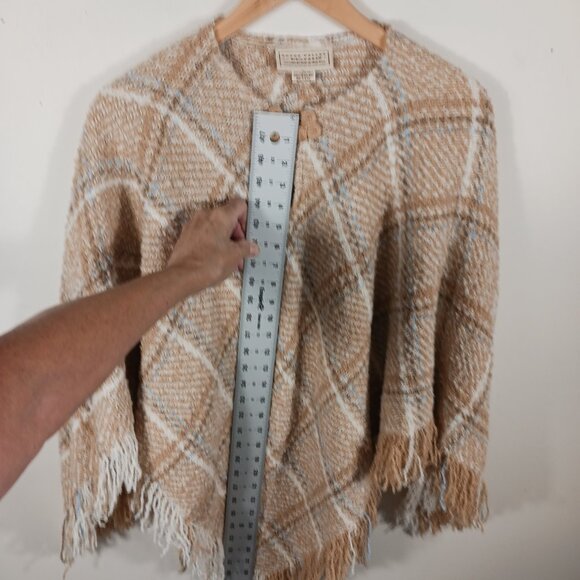 Boyne Valley Weavers, Hand Crafted Ireland, Tan Plaid Poncho, Wool Blend, O/S - Picture 10 of 11